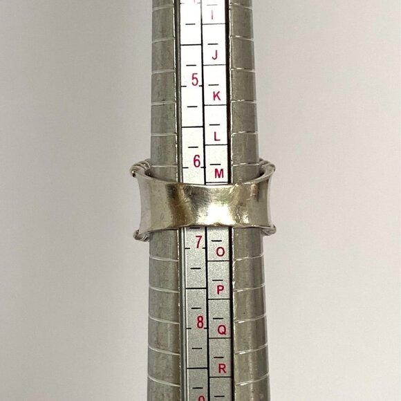 Sterling Silver 925 Curved Pierced Scrollwork 0.5" Wide Band Ring Size 6.5 - Picture 9 of 16